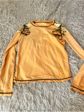 Los Angeles Apparel Yellow Long-Sleeve Crewneck with Shoulder Graphics